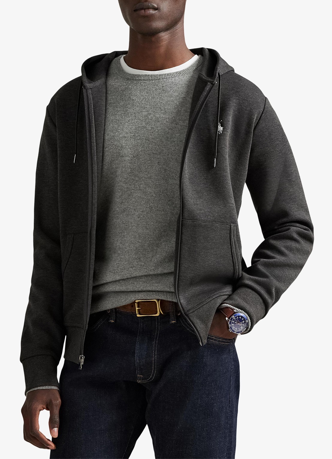 Ralph Lauren Sweatvest met steekzakken en logoborduring - detail 4 dark charcoal heather