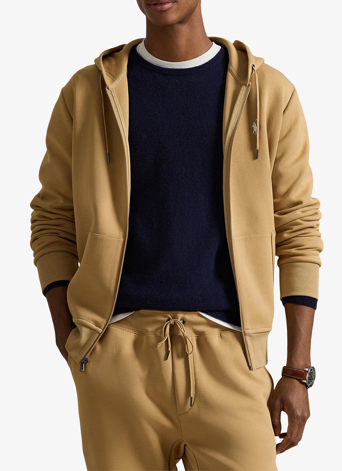 Ralph Lauren Sweatvest met steekzakken en logoborduring - detail 3 classic camel