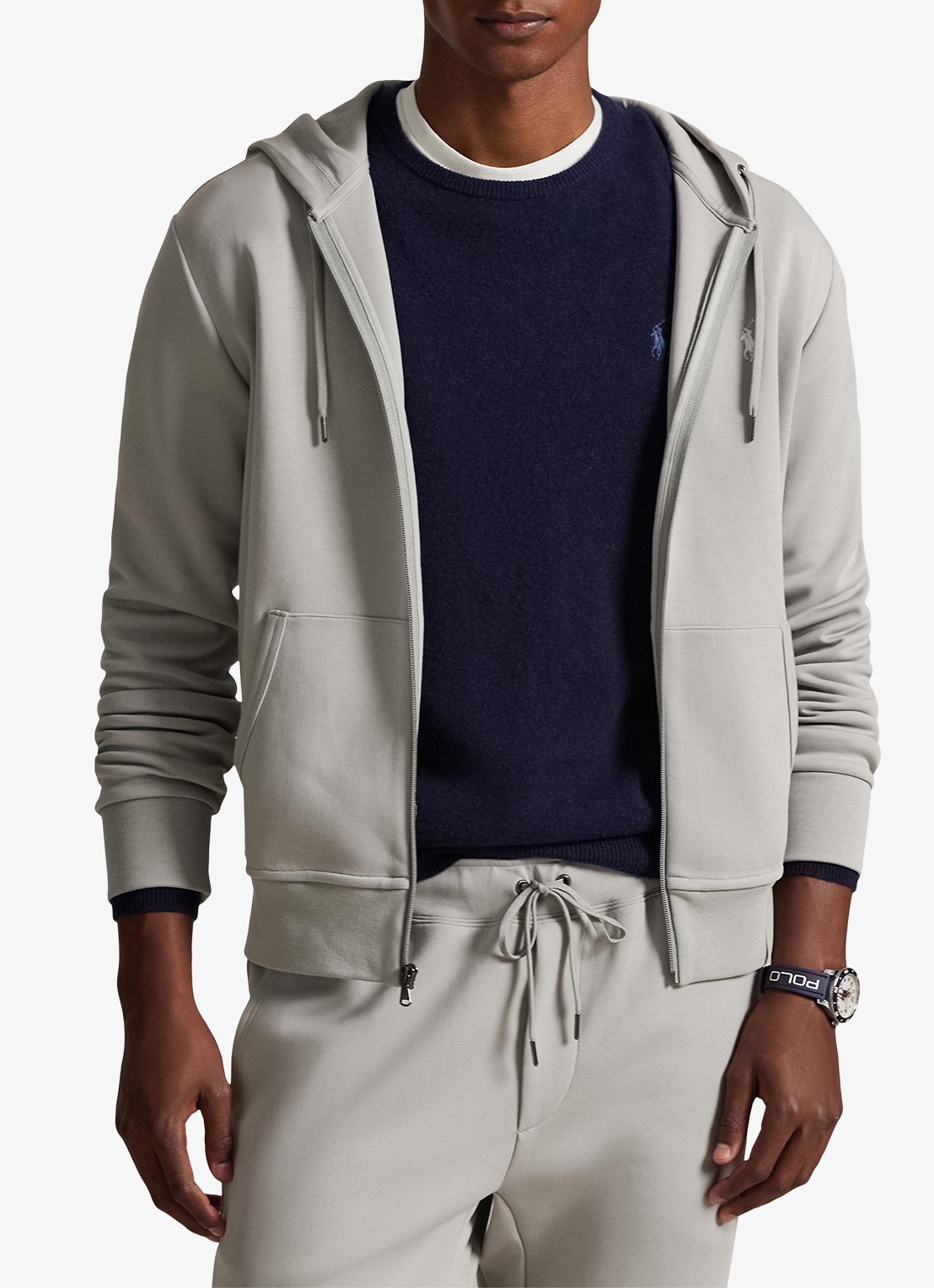 Ralph Lauren Sweatvest met steekzakken en logoborduring - detail 3 soft grey