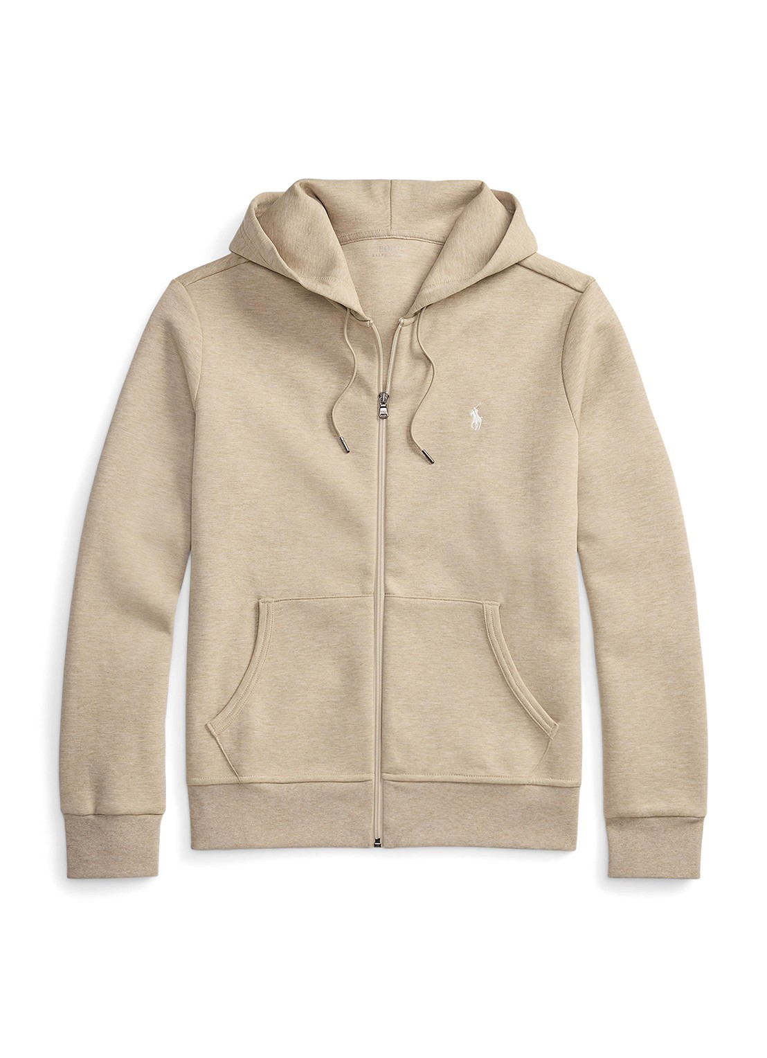 Ralph Lauren Sweatvest met steekzakken en logoborduring - voorkant 2 tuscan beige heather