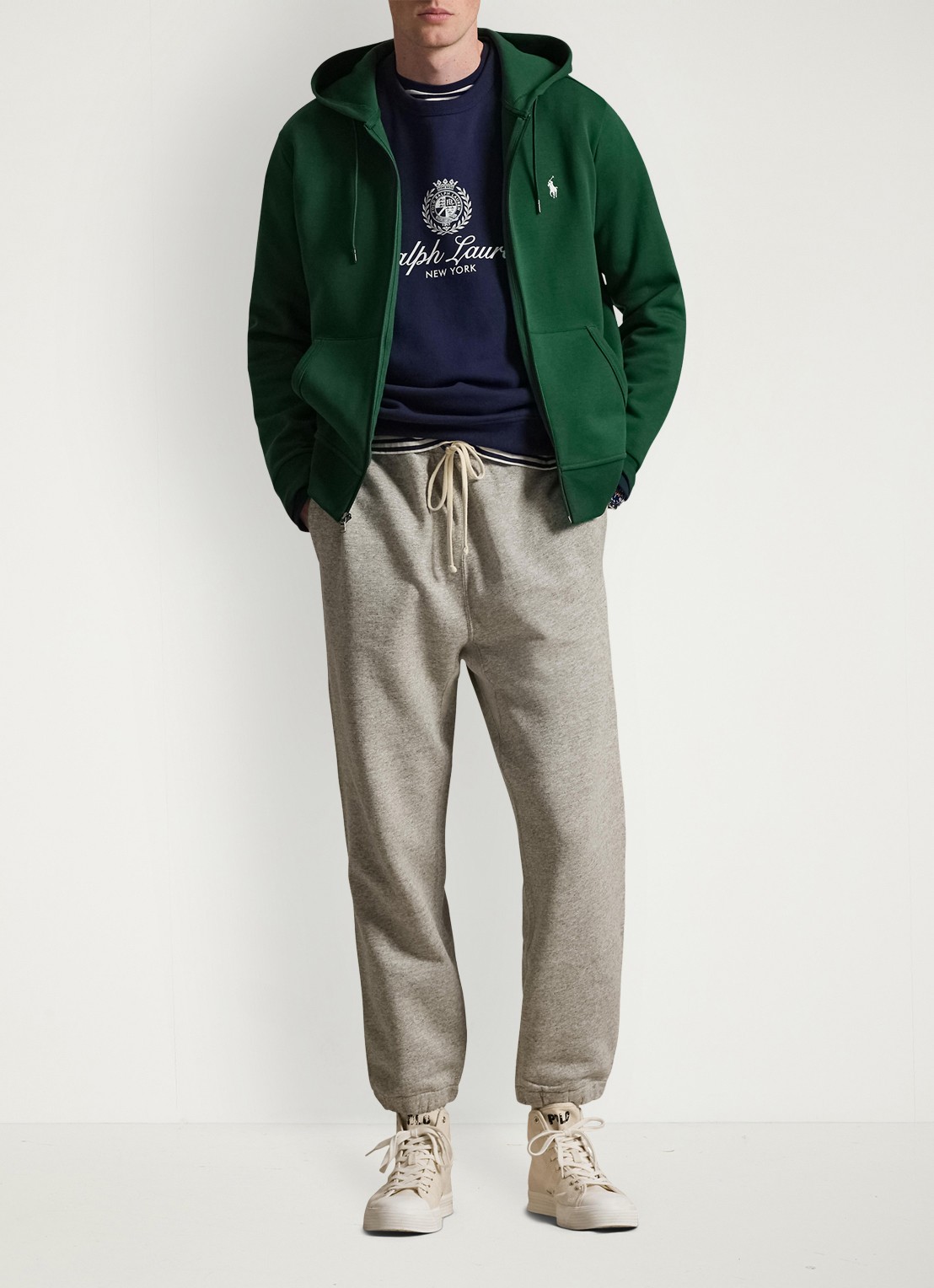 Ralph Lauren Sweatvest met steekzakken en logoborduring - voorkant 2 new forest
