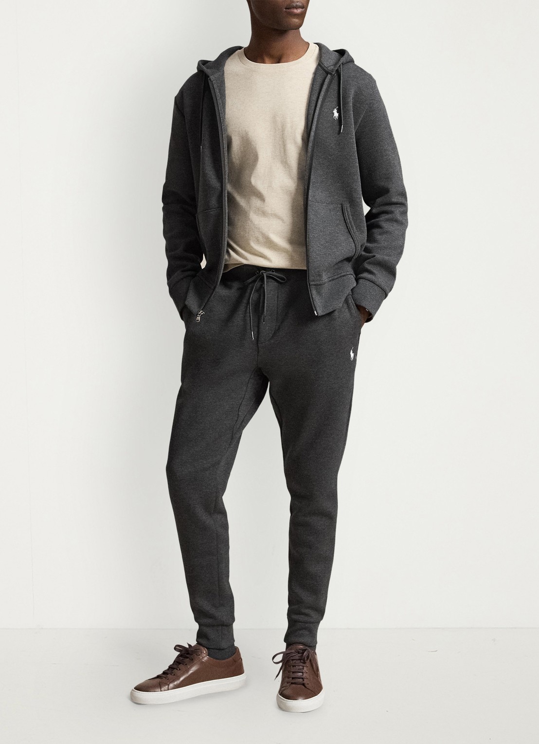 Ralph Lauren Sweatvest met steekzakken en logoborduring - detail windsor heather / donkergrijs