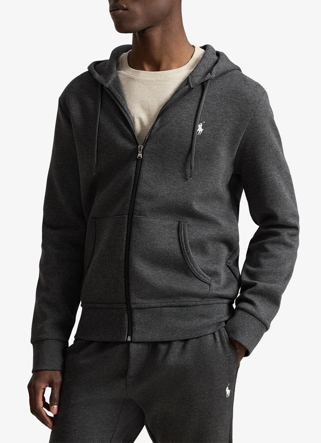 Ralph Lauren Sweatvest met steekzakken en logoborduring - voorkant 4 windsor heather / donkergrijs