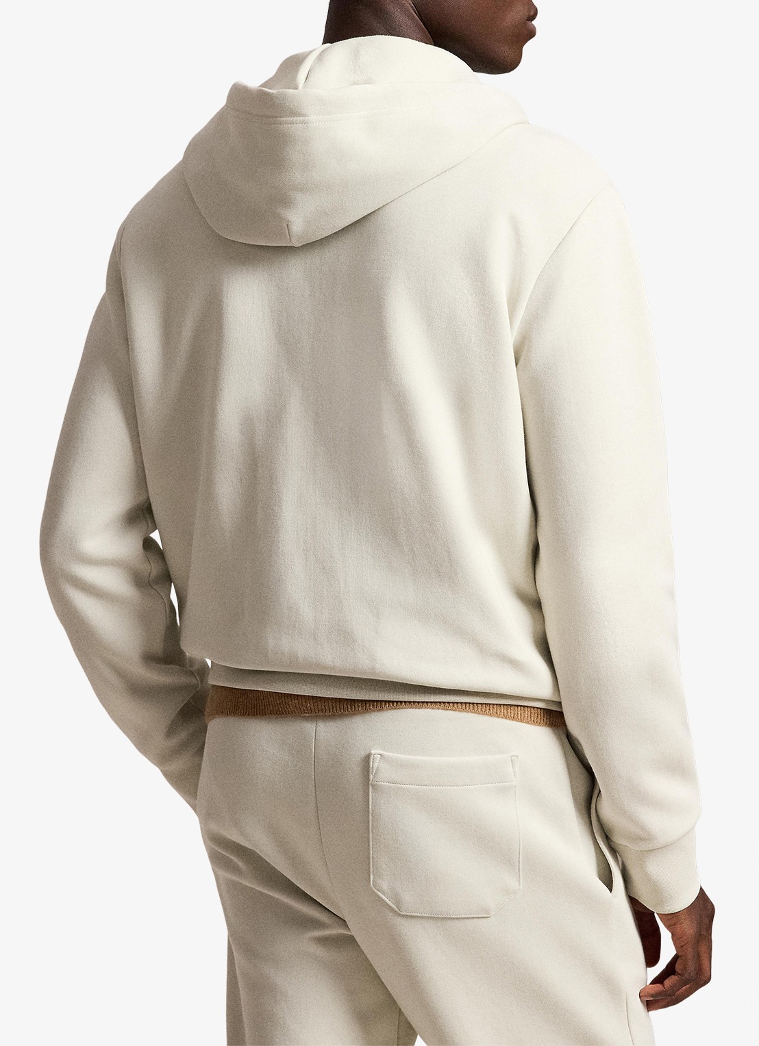 Ralph Lauren Sweatvest met steekzakken en logoborduring - achterkant 3 stone pebble / gebroken wit