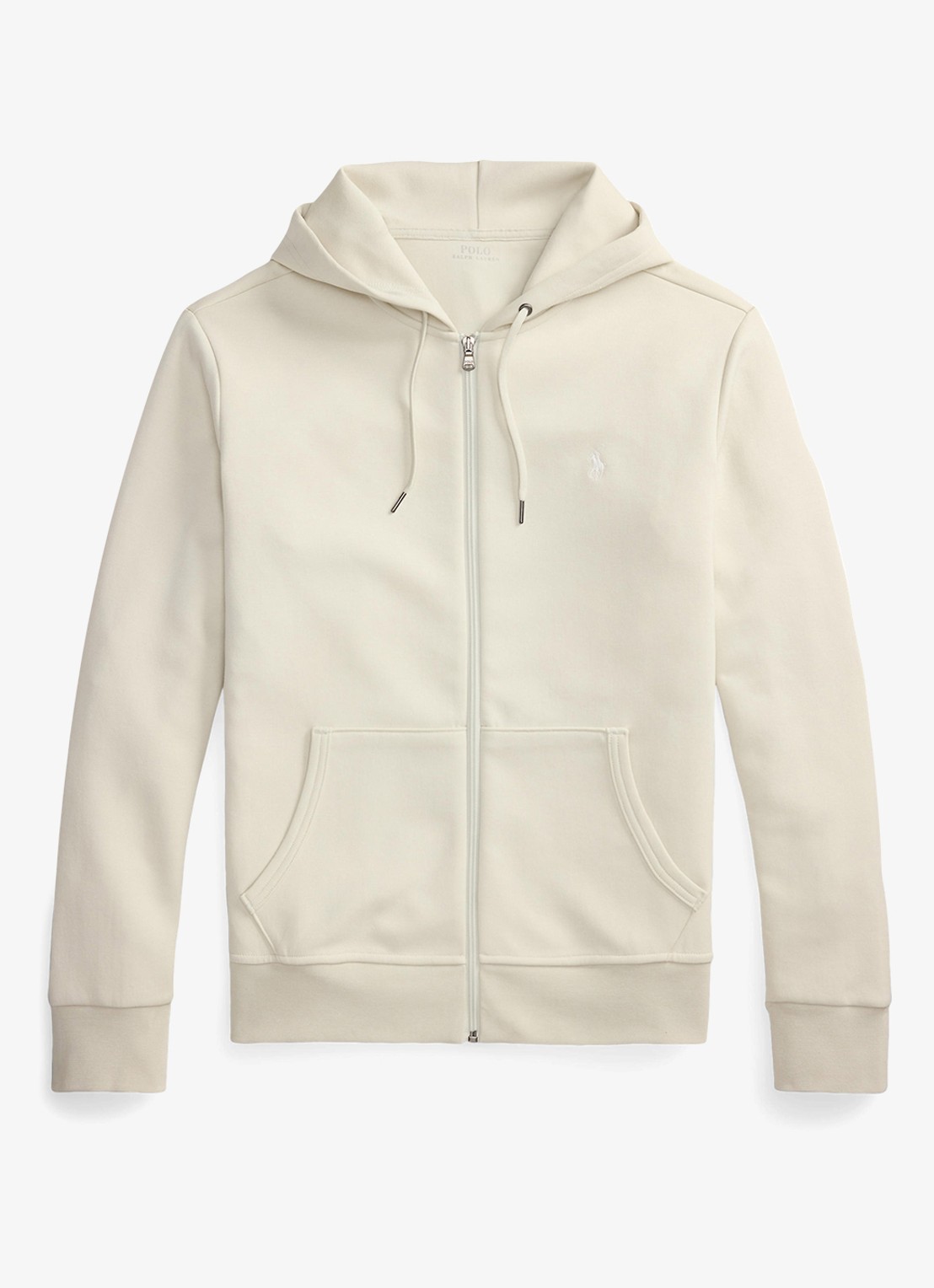 Ralph Lauren Sweatvest met steekzakken en logoborduring - voorkant stone pebble / gebroken wit
