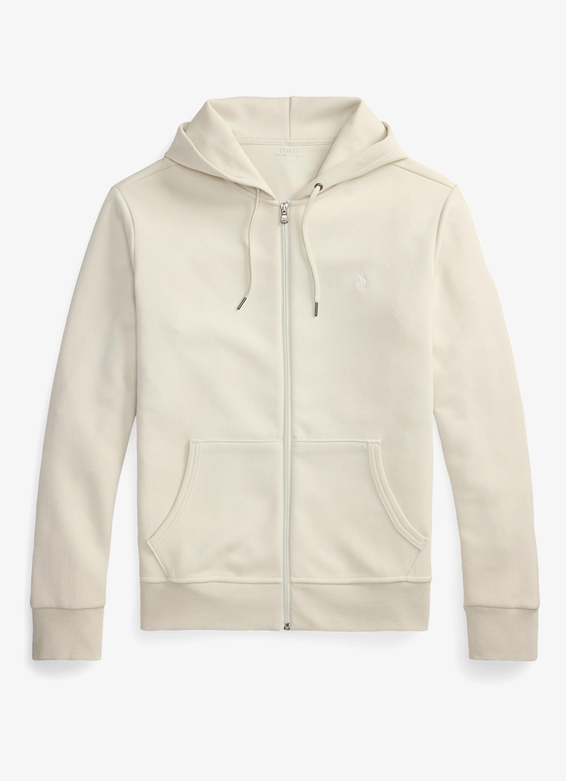 Ralph Lauren Sweatvest met steekzakken en logoborduring - voorkant 4 stone pebble / gebroken wit