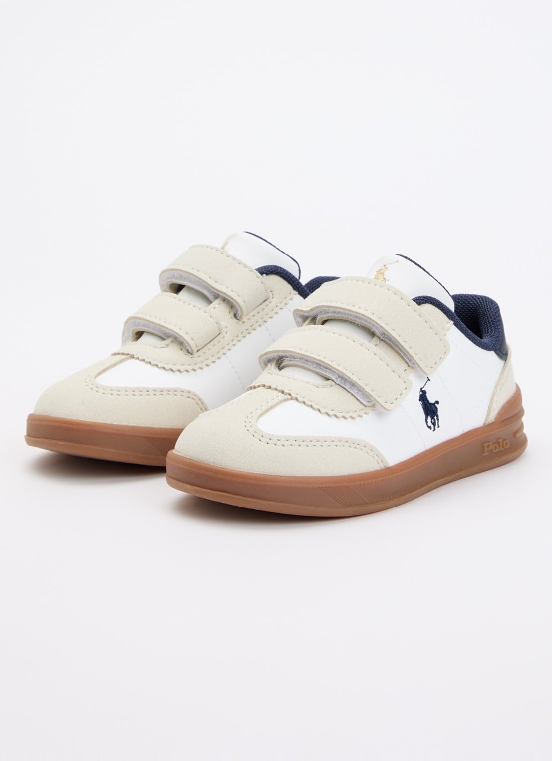 Ralph Lauren T-Hollis sneaker met logo  - voorkant 2 wit