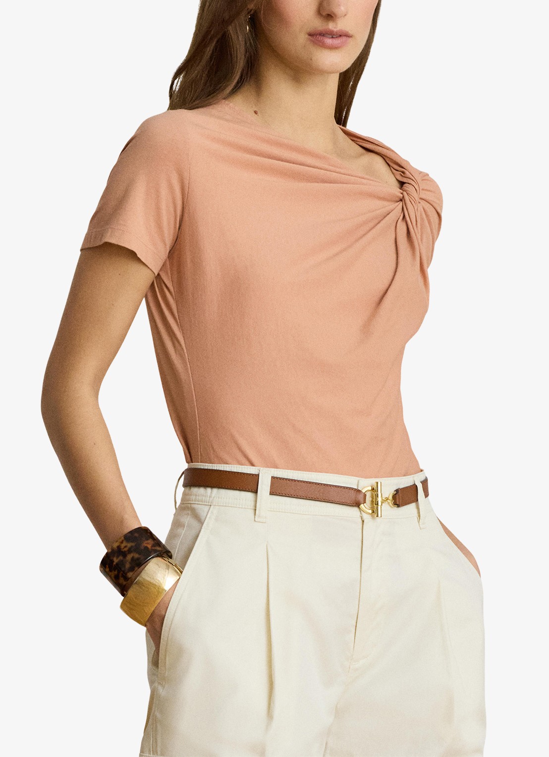 Ralph Lauren T-shirt met knoopdetail - detail 2 pink sienna / roze