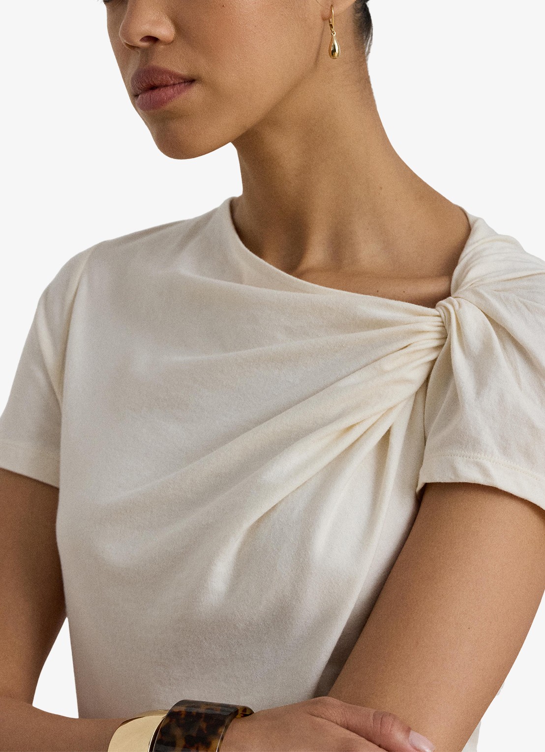 Ralph Lauren T-shirt met knoopdetail - detail 2 mascarpone crème / crème