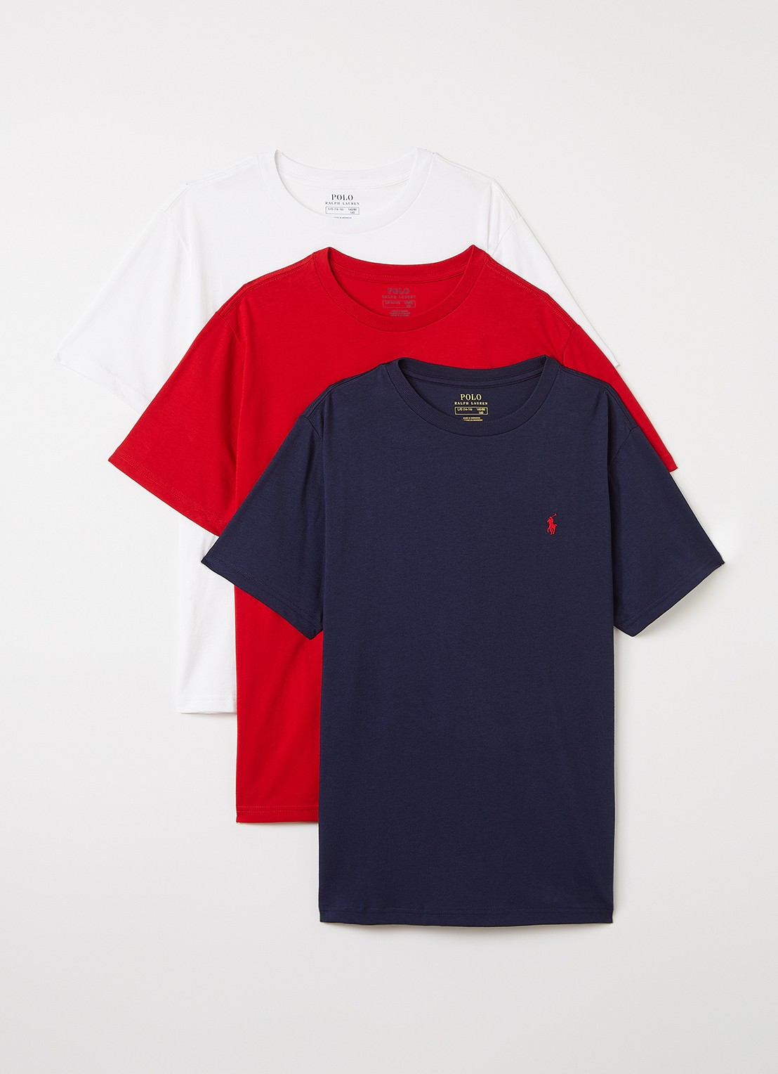Ralph Lauren T-shirt met logo in 3-pack - voorkant donkerblauw
