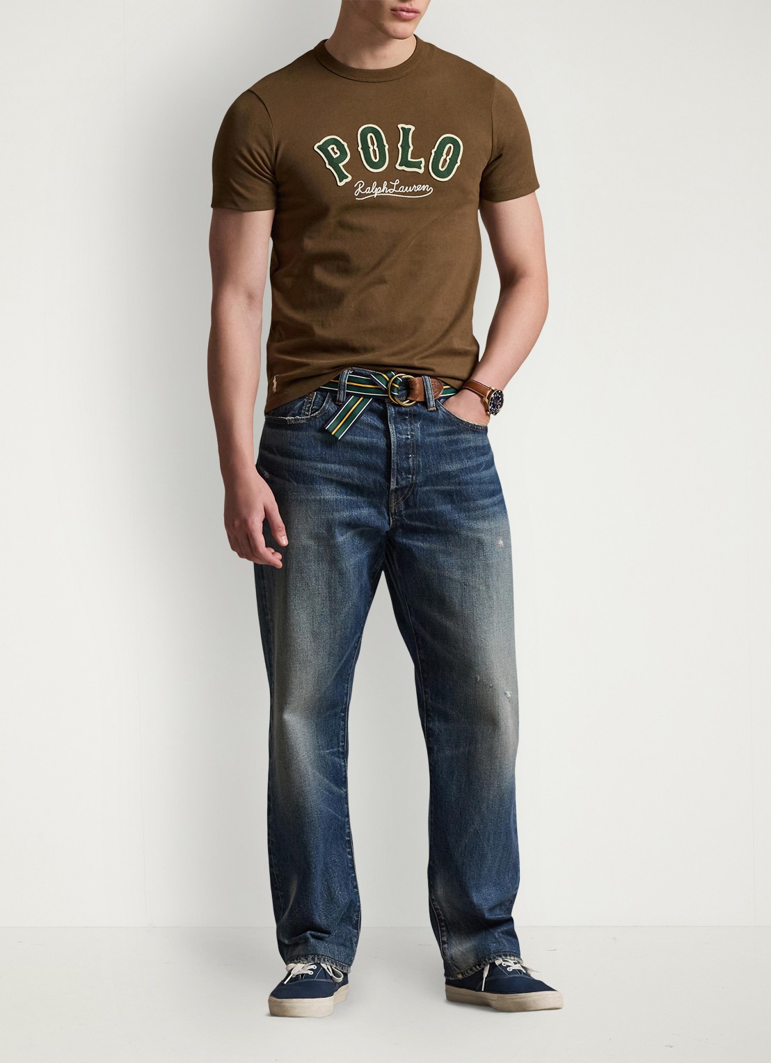Ralph Lauren T-shirt met logo - voorkant 5 york brown / bruin