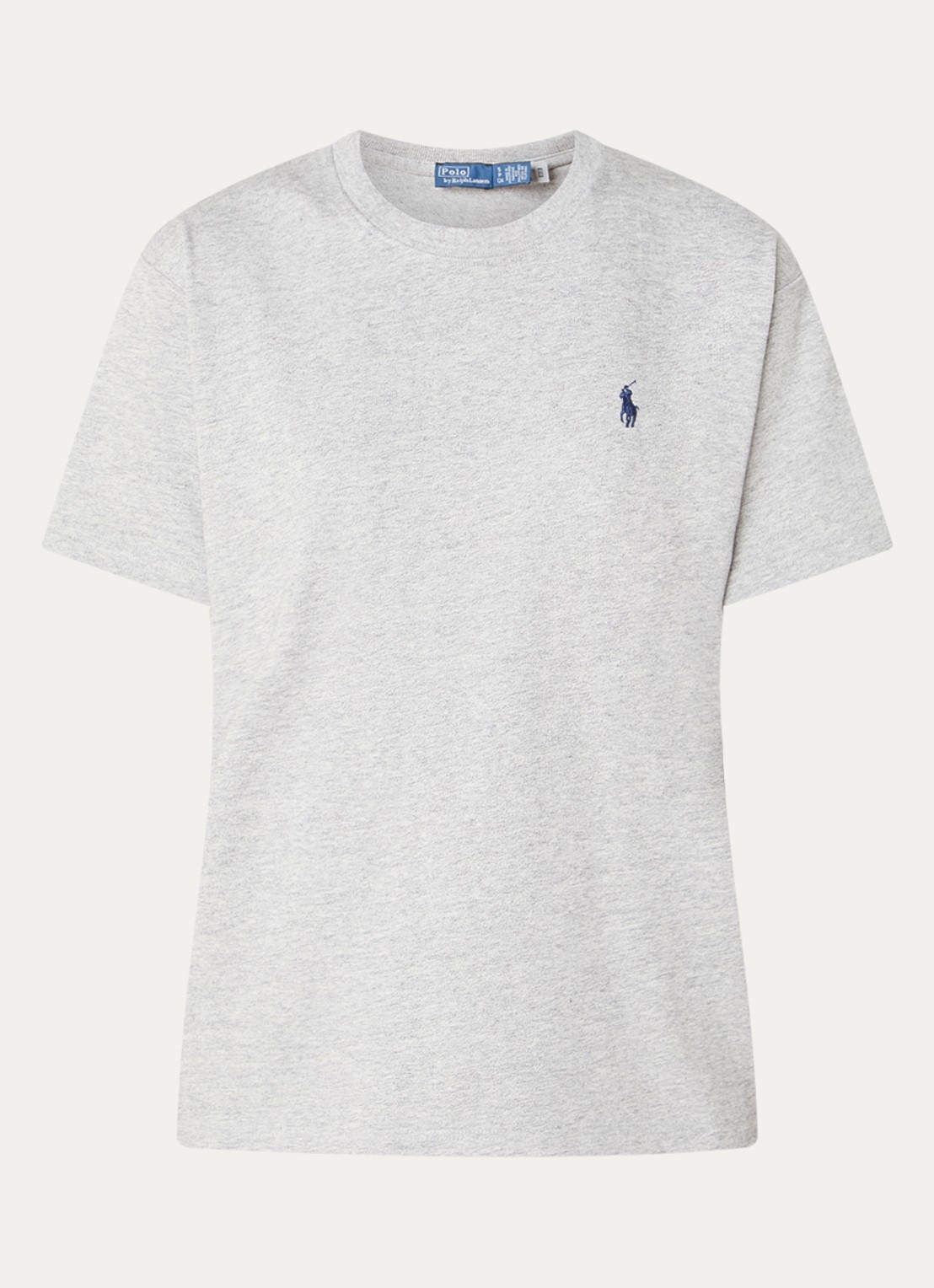Ralph Lauren T-shirt met logoborduring en gemêleerd dessin - voorkant grijsmele