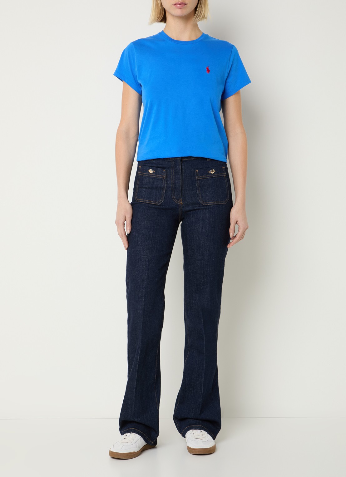 Ralph Lauren T-shirt met logoborduring - voorkant 4 kobaltblauw