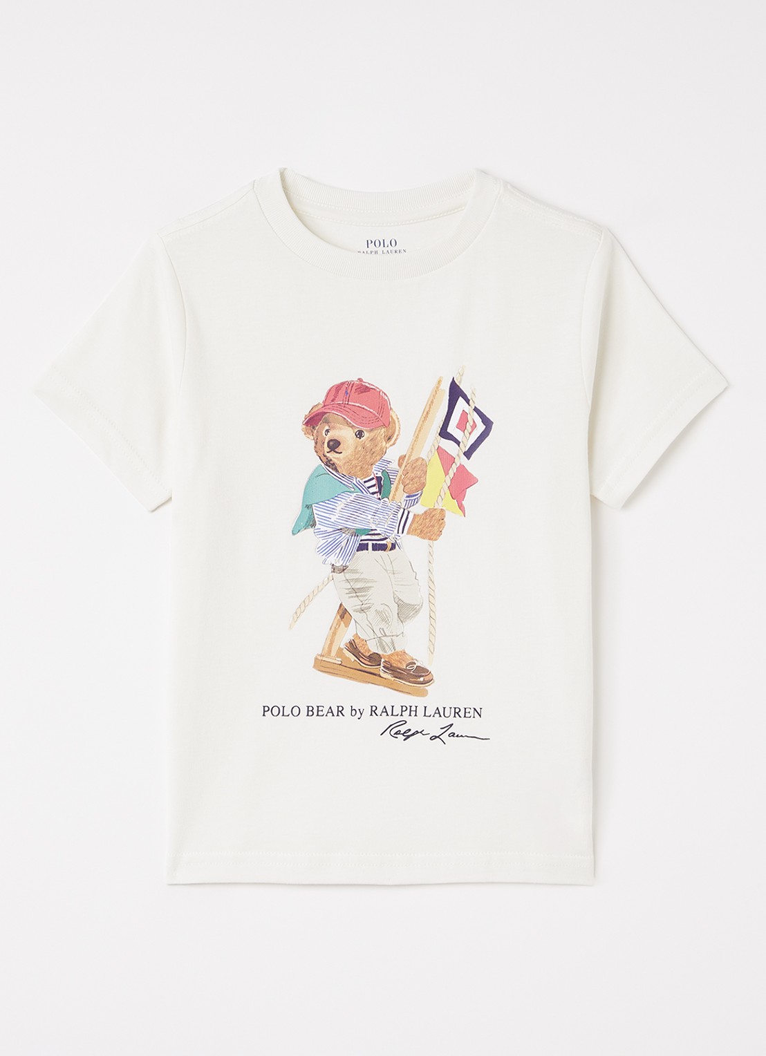 Ralph Lauren T-shirt met logoborduring - voorkant gebroken wit