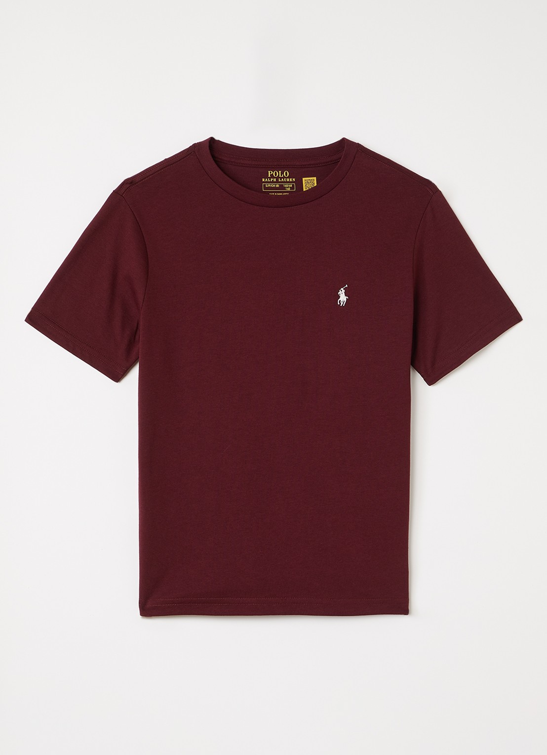 Ralph Lauren T-shirt met logoborduring - voorkant bordeauxrood