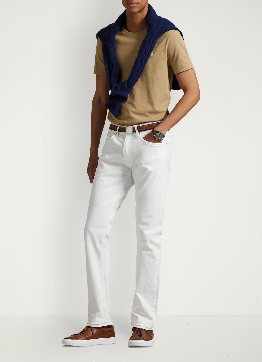 Ralph Lauren T-shirt met logoborduring - voorkant 4 cafe tan/c8176-3x17