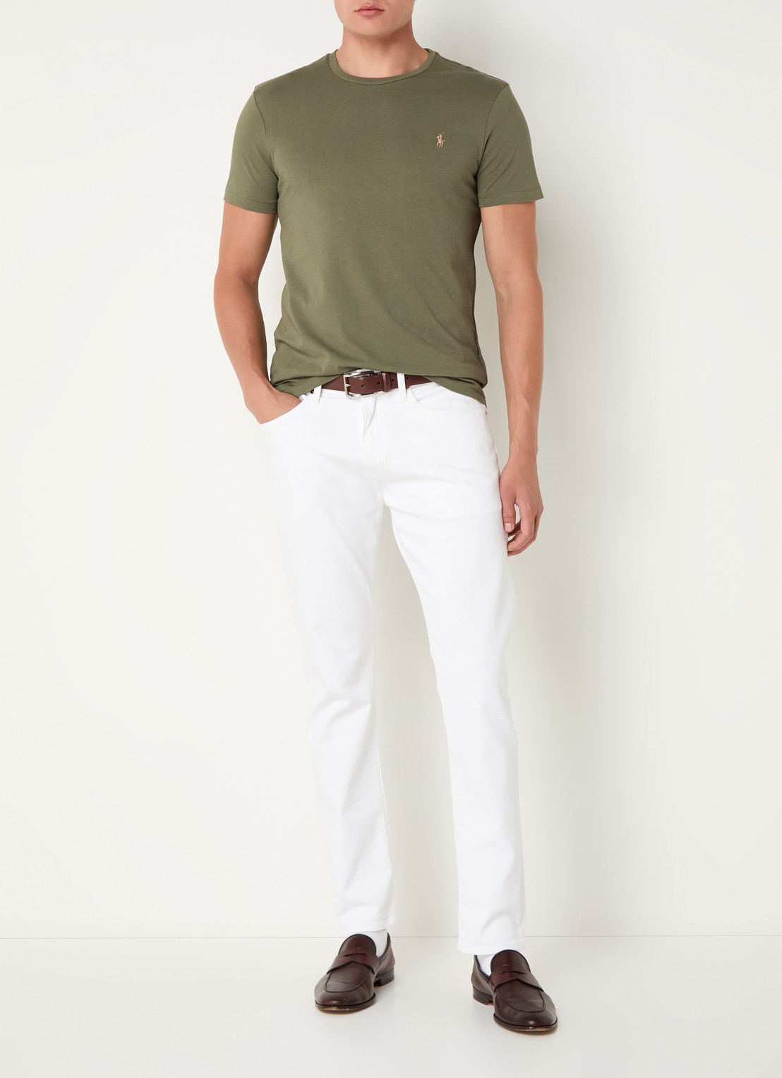 Ralph Lauren T-shirt met logoborduring - voorkant 3 garden trail / groen