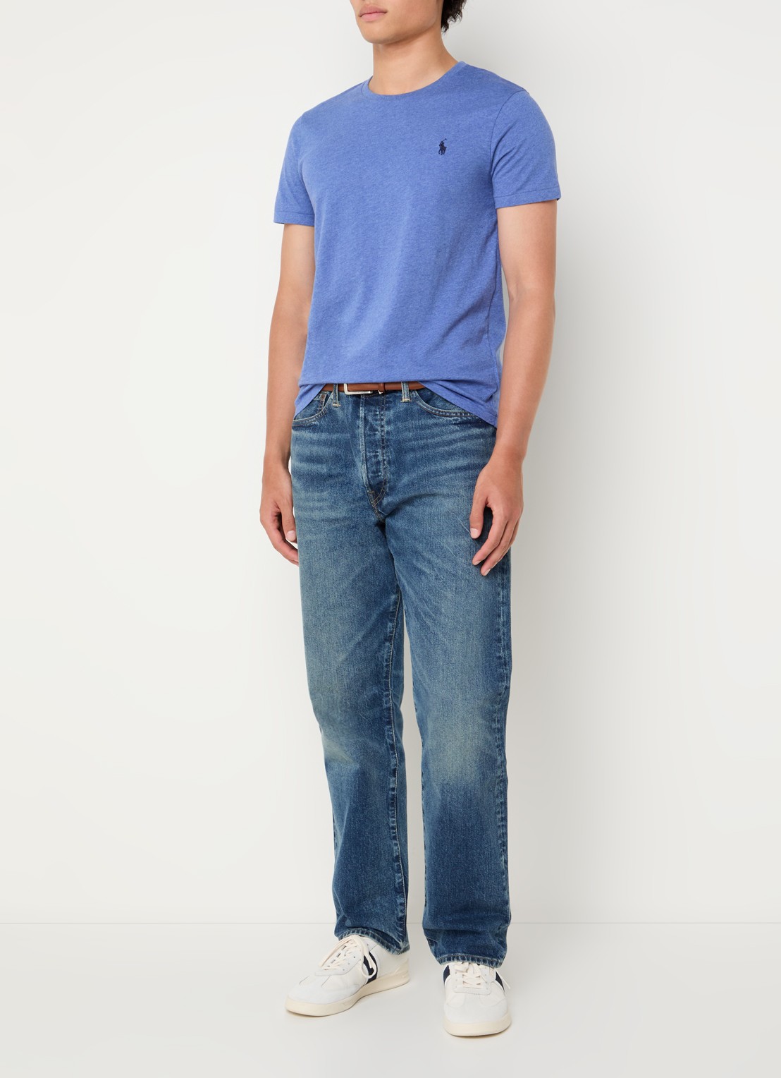 Ralph Lauren T-shirt met logoborduring - voorkant 3 faded royal heather/ blauw