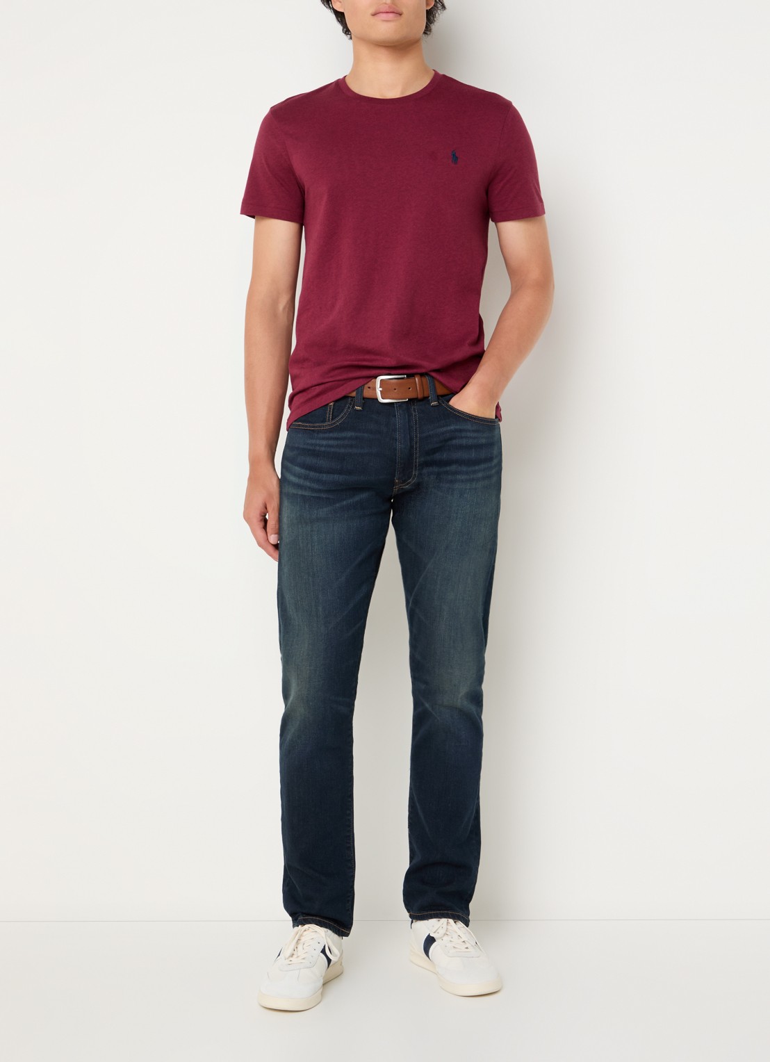 Ralph Lauren T-shirt met logoborduring - voorkant 3 vintage port heather/c7587-4326