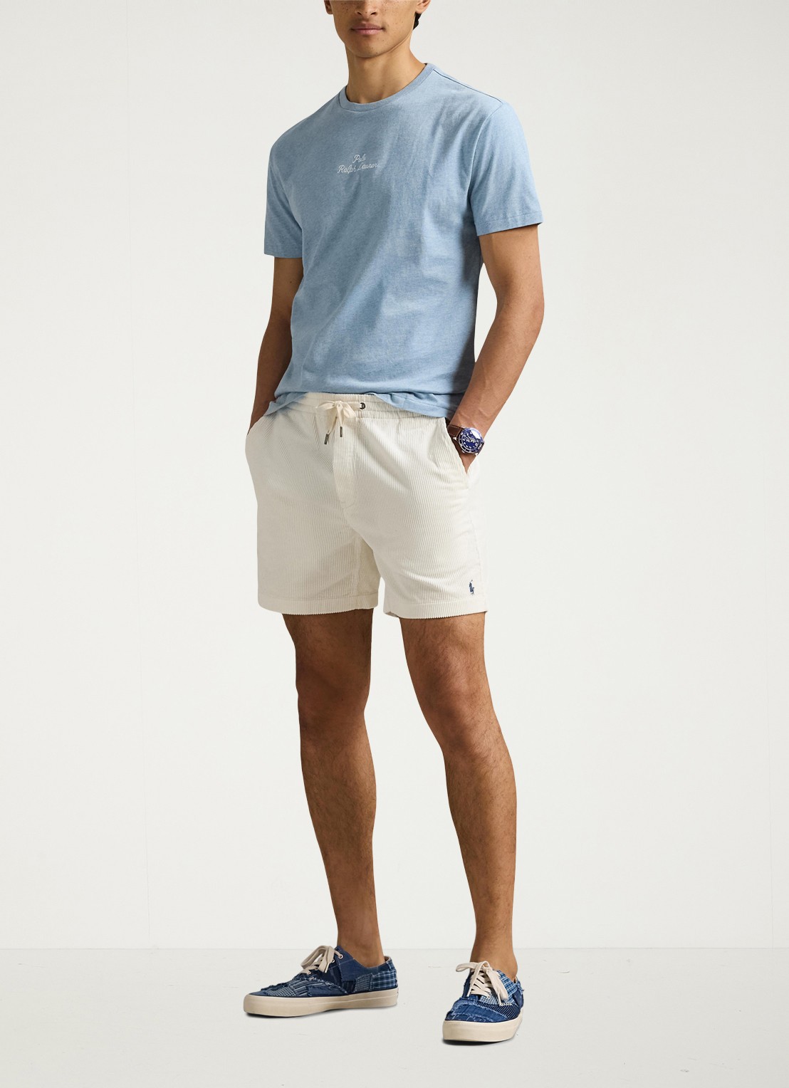 Ralph Lauren T-shirt met logoborduring - voorkant 4 modern blue heather / blauw
