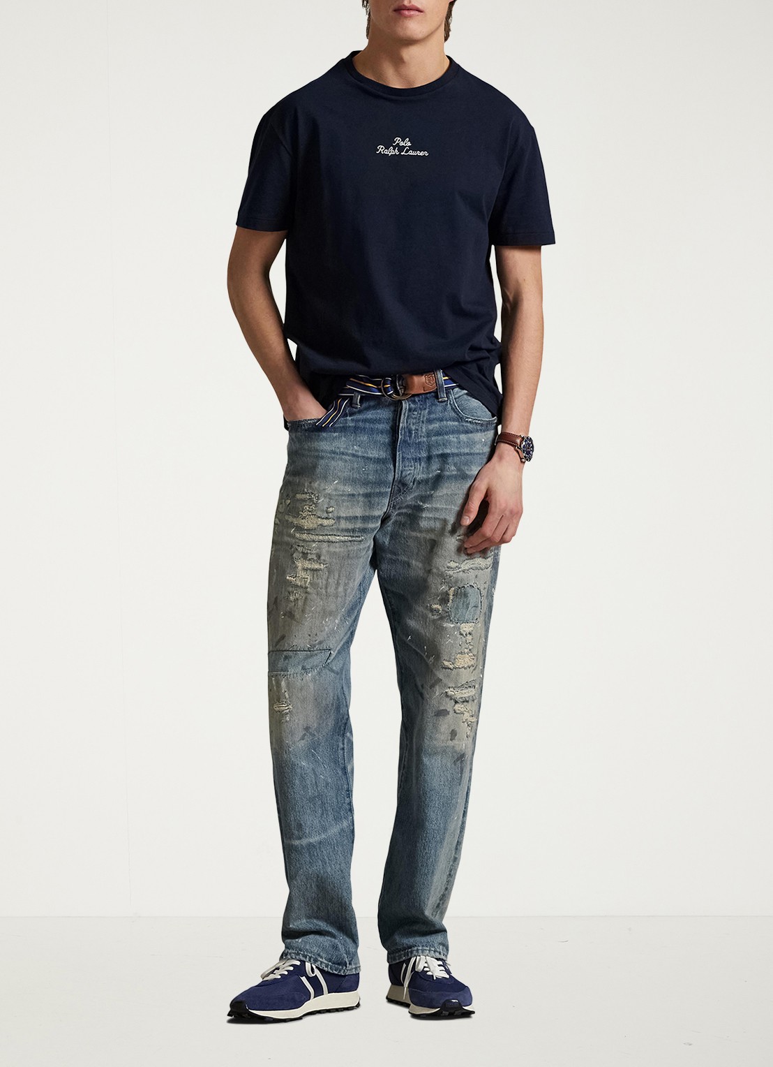 Ralph Lauren T-shirt met logoborduring - voorkant 4 aviator navy / donkerblauw