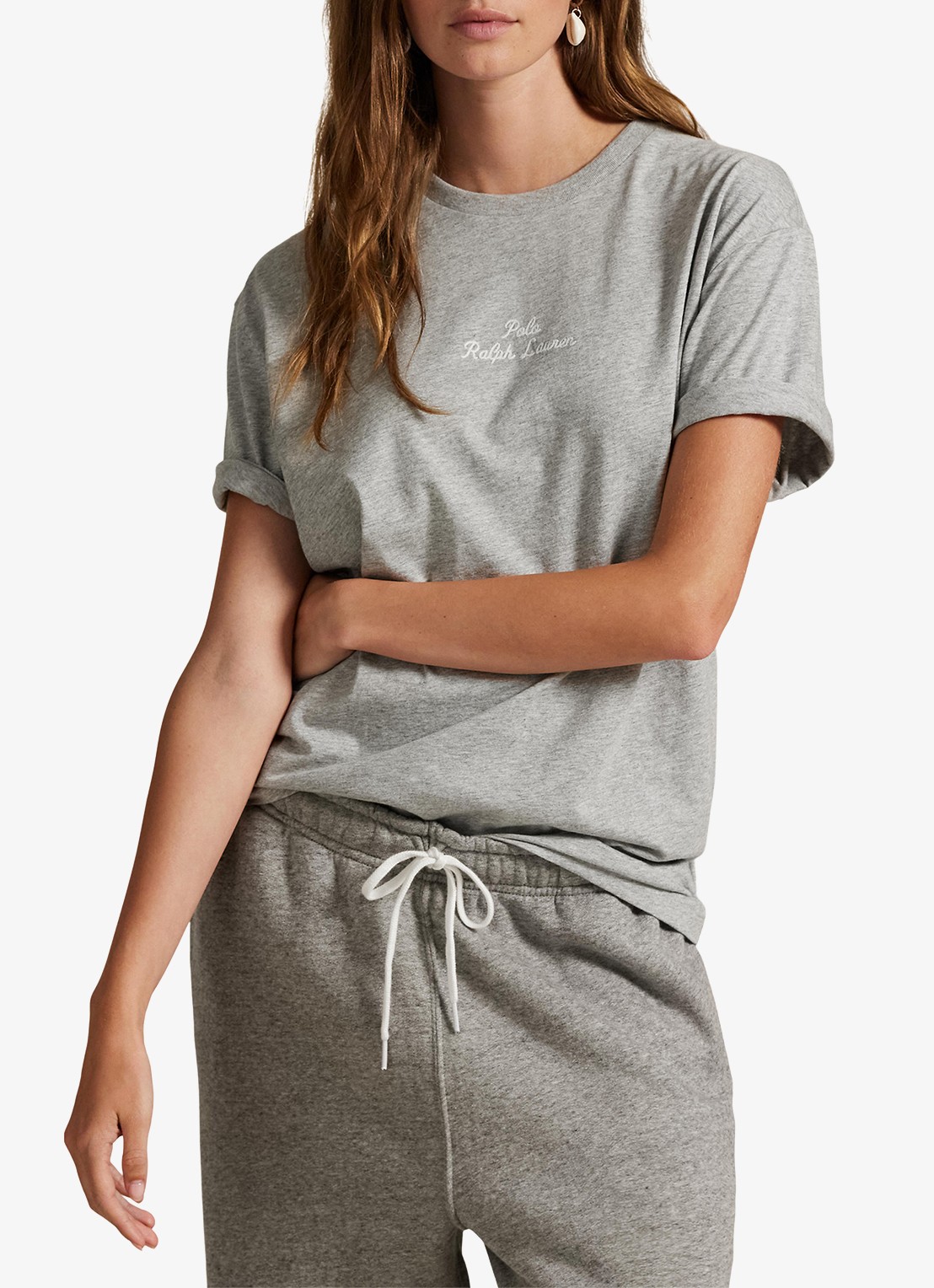 Ralph Lauren T-shirt met logoborduring - detail andover heather / grijs