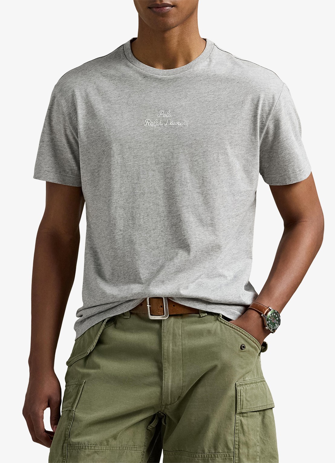 Ralph Lauren T-shirt met logoborduring - detail 2 andover heather / grijs