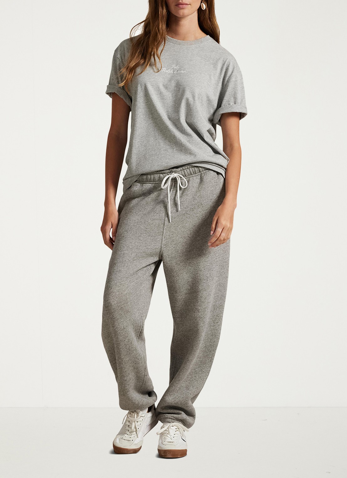 Ralph Lauren T-shirt met logoborduring - voorkant 7 andover heather / grijs