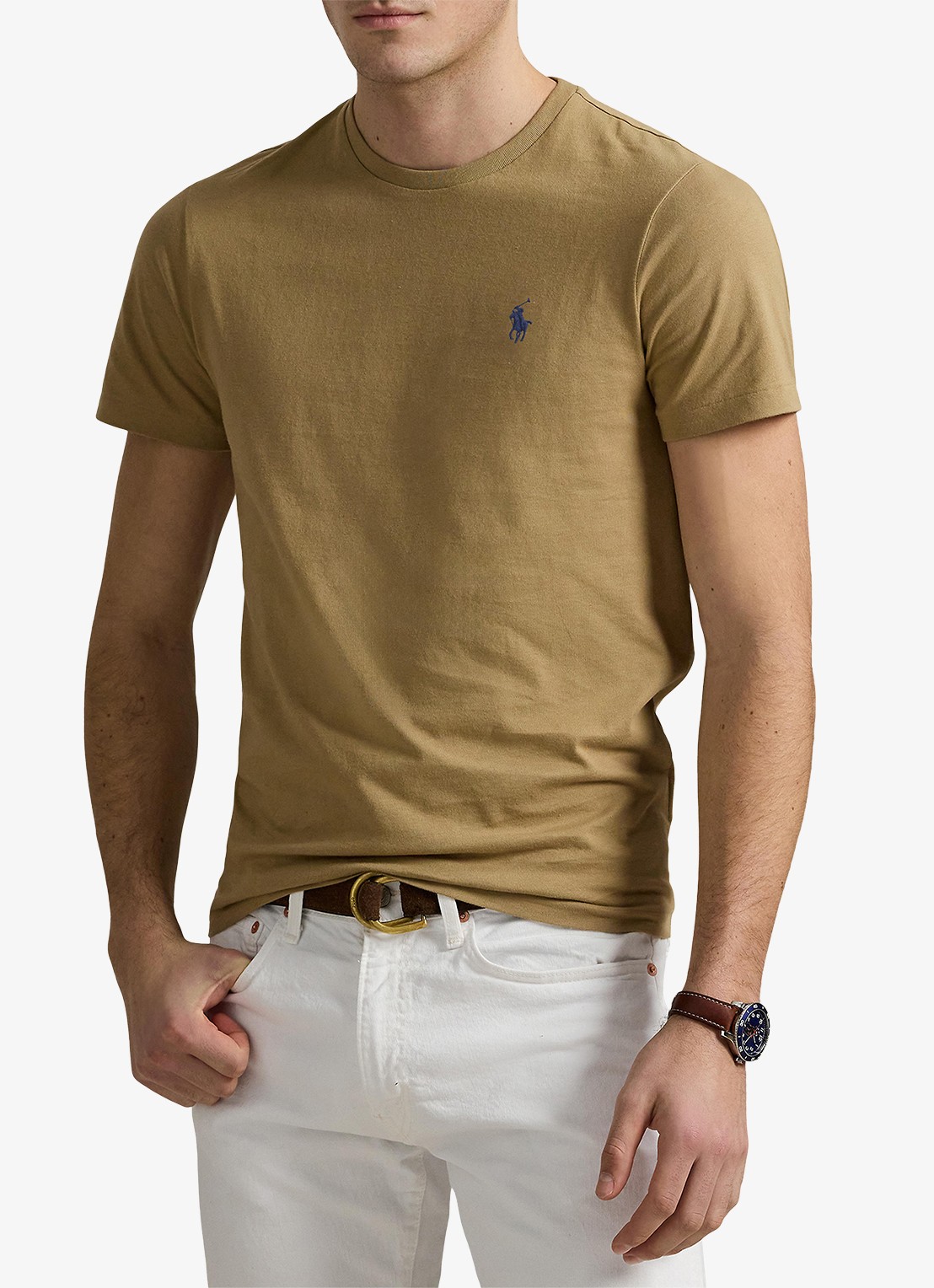 Ralph Lauren T-shirt met logoborduring - detail coastal beige/c7952-45u1