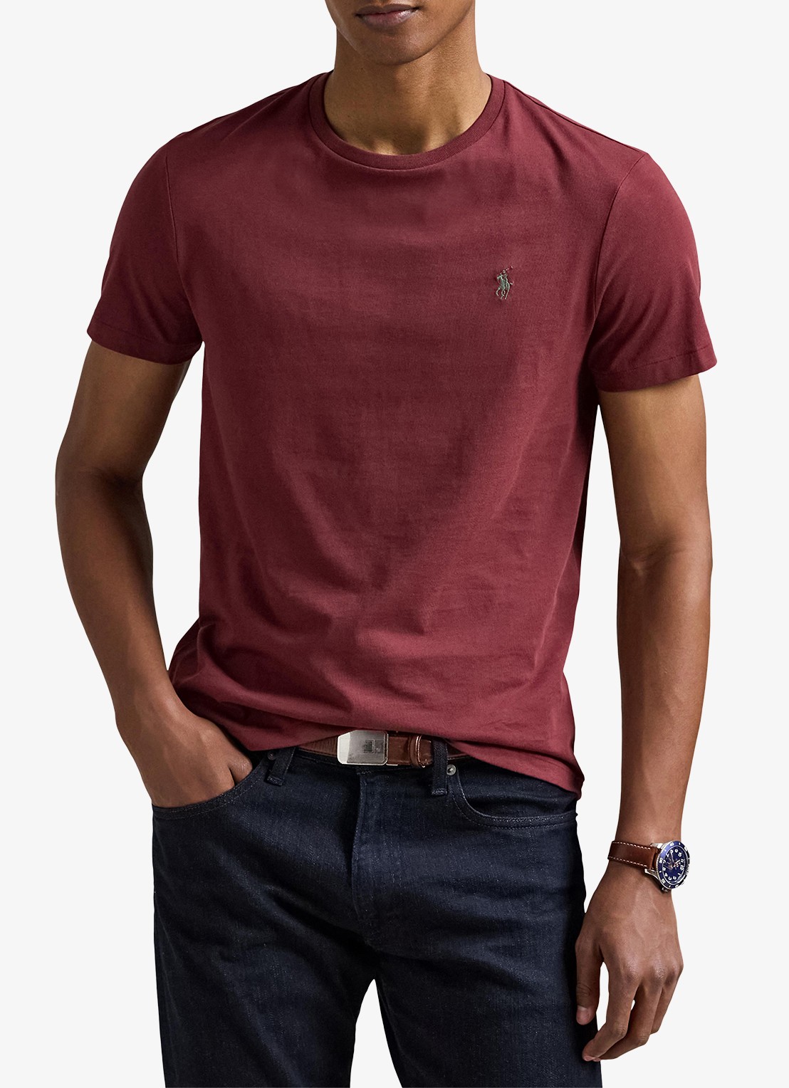 Ralph Lauren T-shirt met logoborduring - detail red wine/c5546-45tw