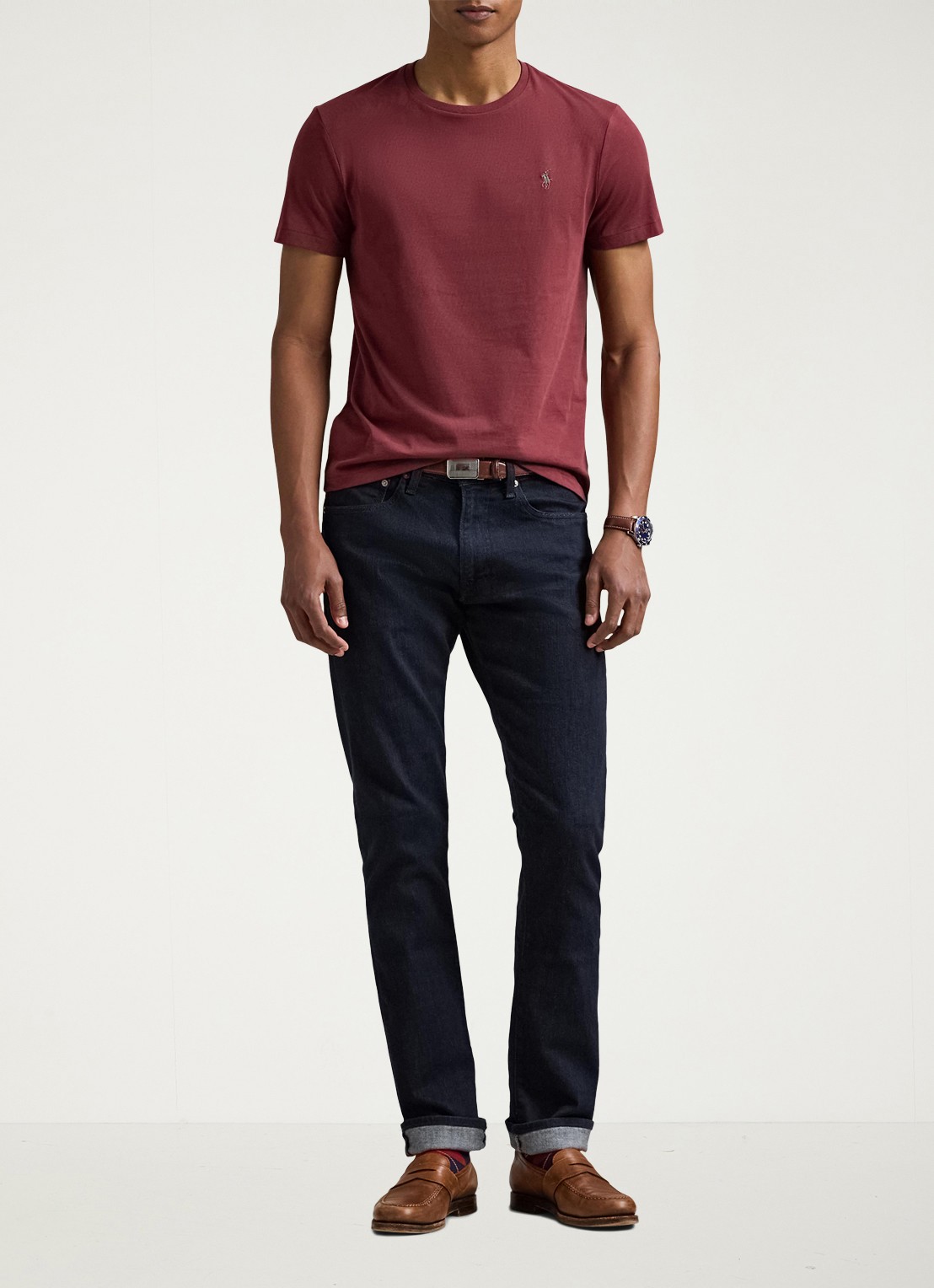 Ralph Lauren T-shirt met logoborduring - voorkant 4 red wine/c5546-45tw