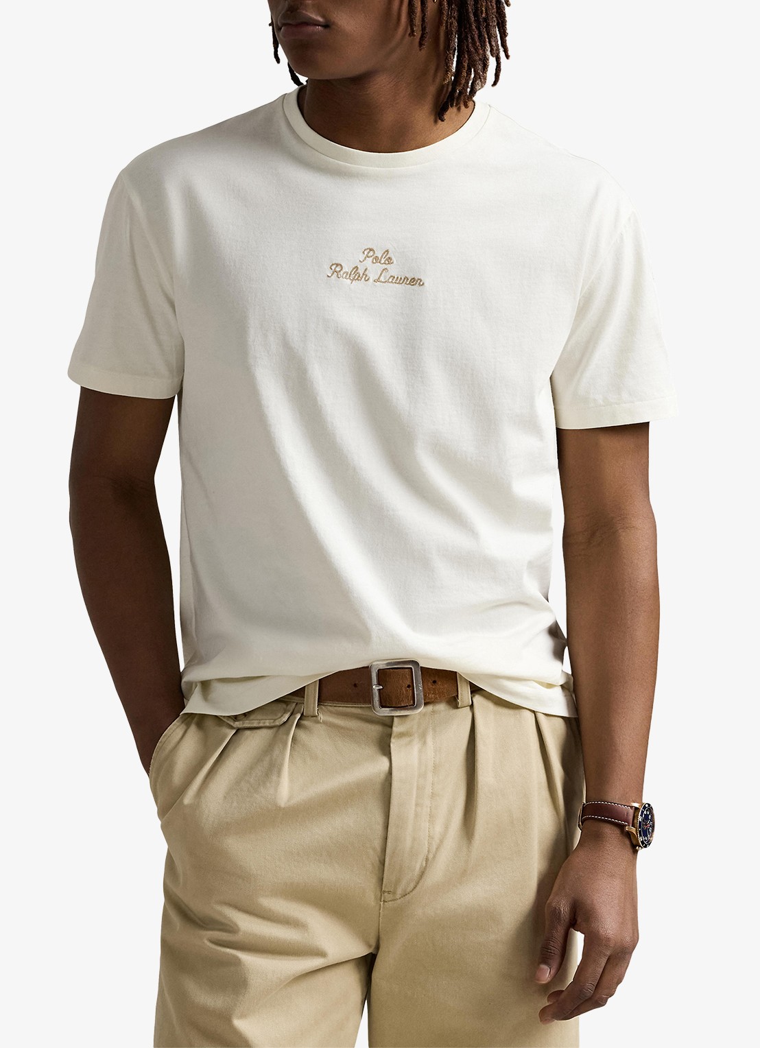 Ralph Lauren T-shirt met logoborduring - detail pale cream / creme