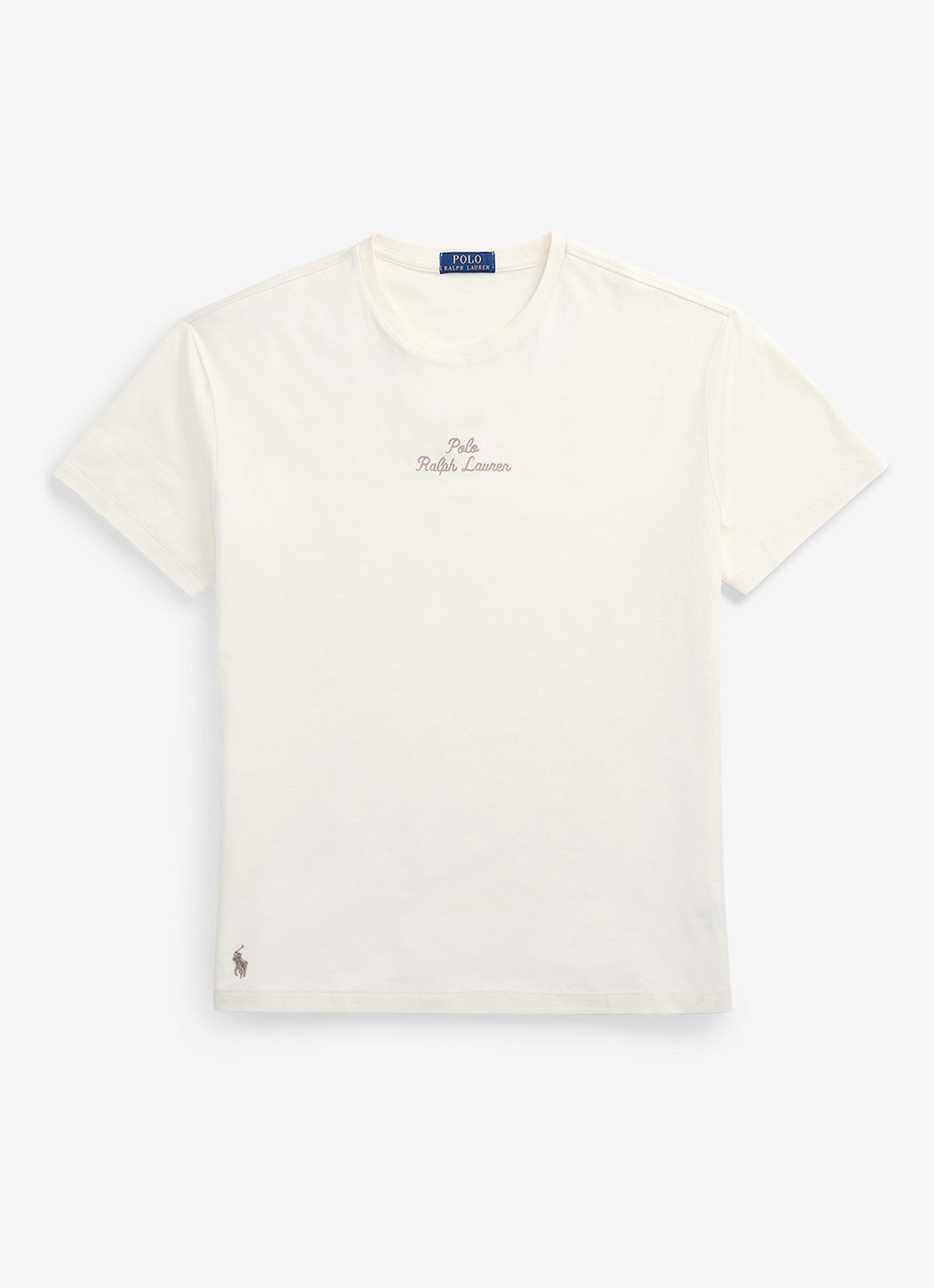 Ralph Lauren T-shirt met logoborduring - voorkant 2 pale cream / creme