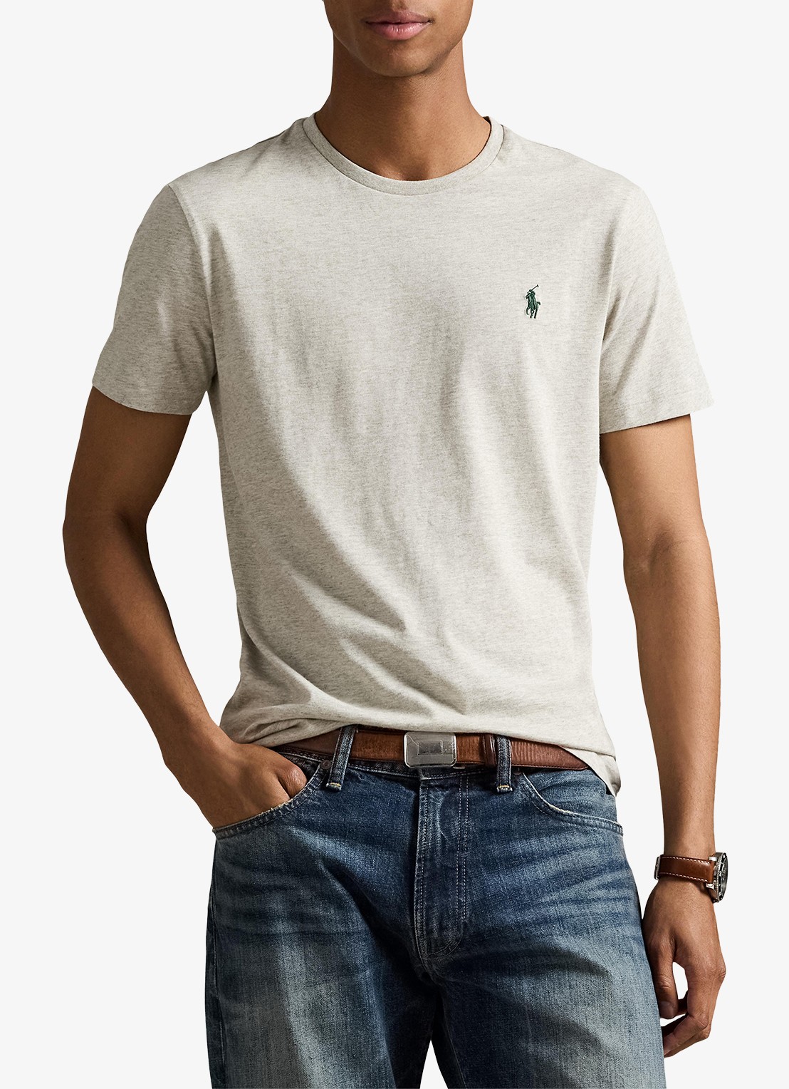 Ralph Lauren T-shirt met logoborduring - detail light sport heather/c5956-45u3