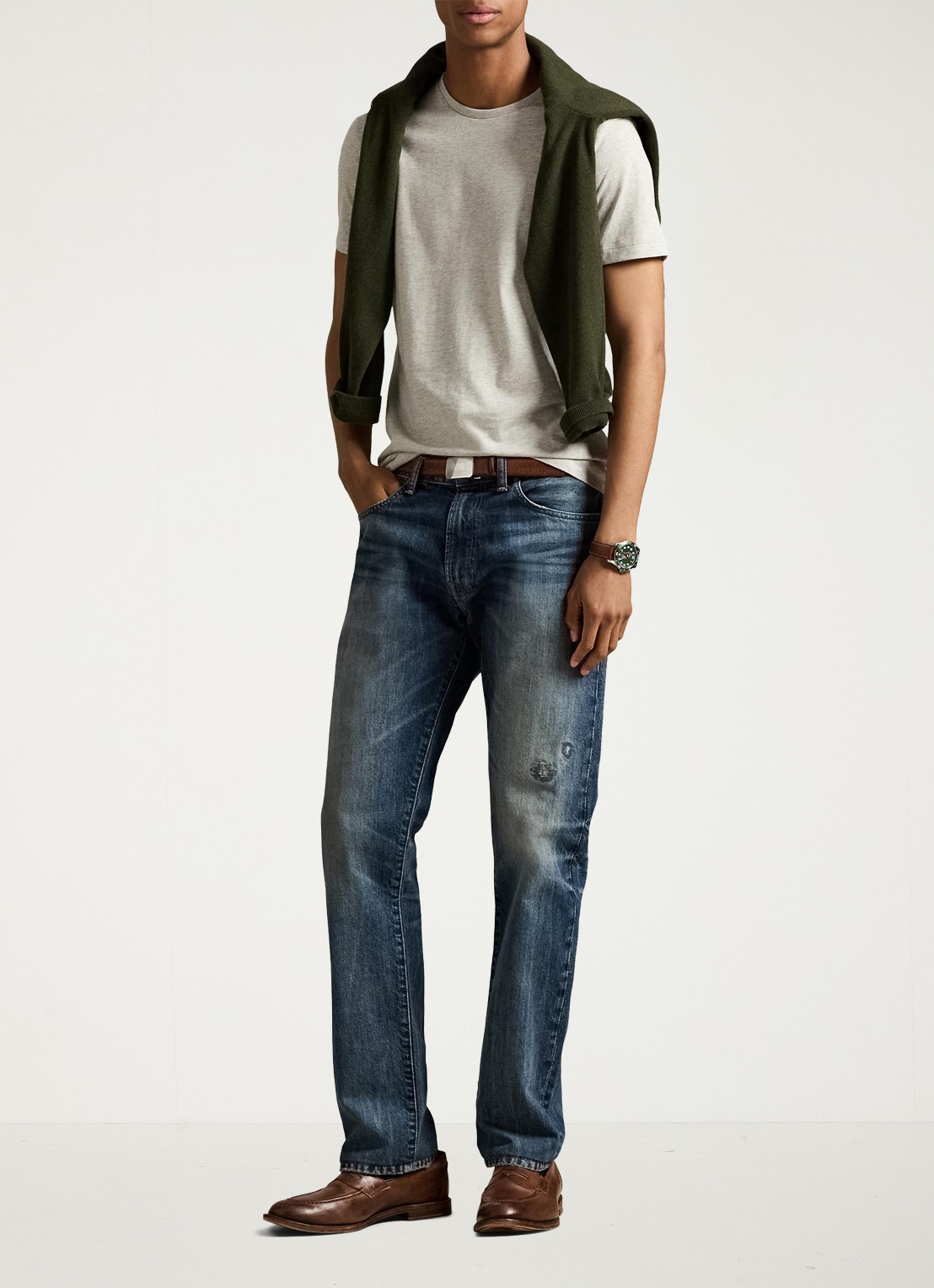 Ralph Lauren T-shirt met logoborduring - voorkant 4 light sport heather/c5956-45u3