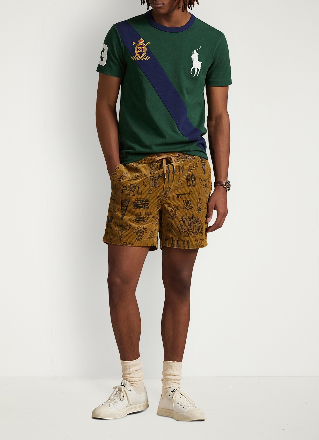Ralph Lauren T-shirt met logoborduring - voorkant 5 vintage pine / donkergroen