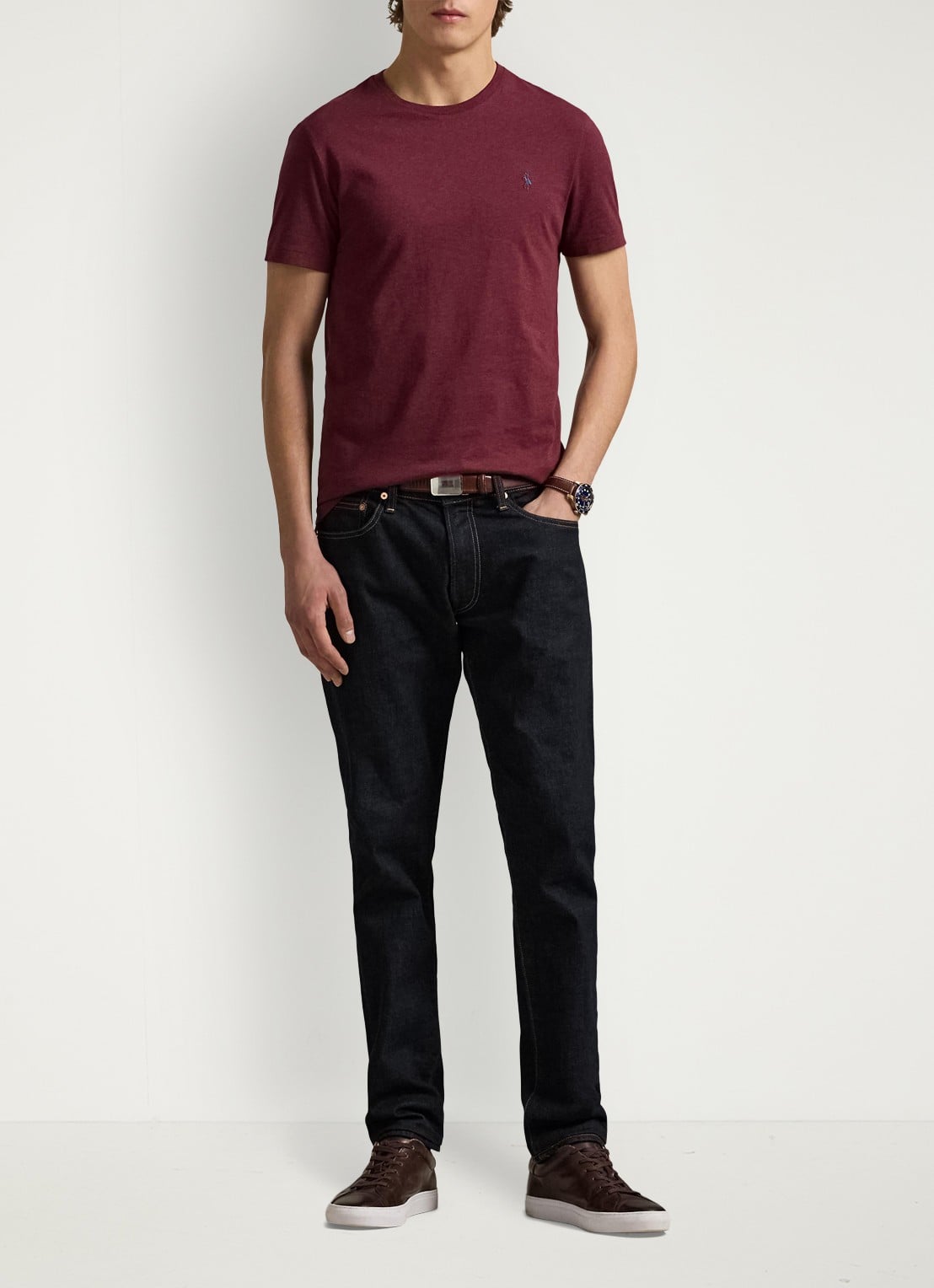 Ralph Lauren T-shirt met logoborduring - voorkant 3 spring wine heather/c7996-3t06