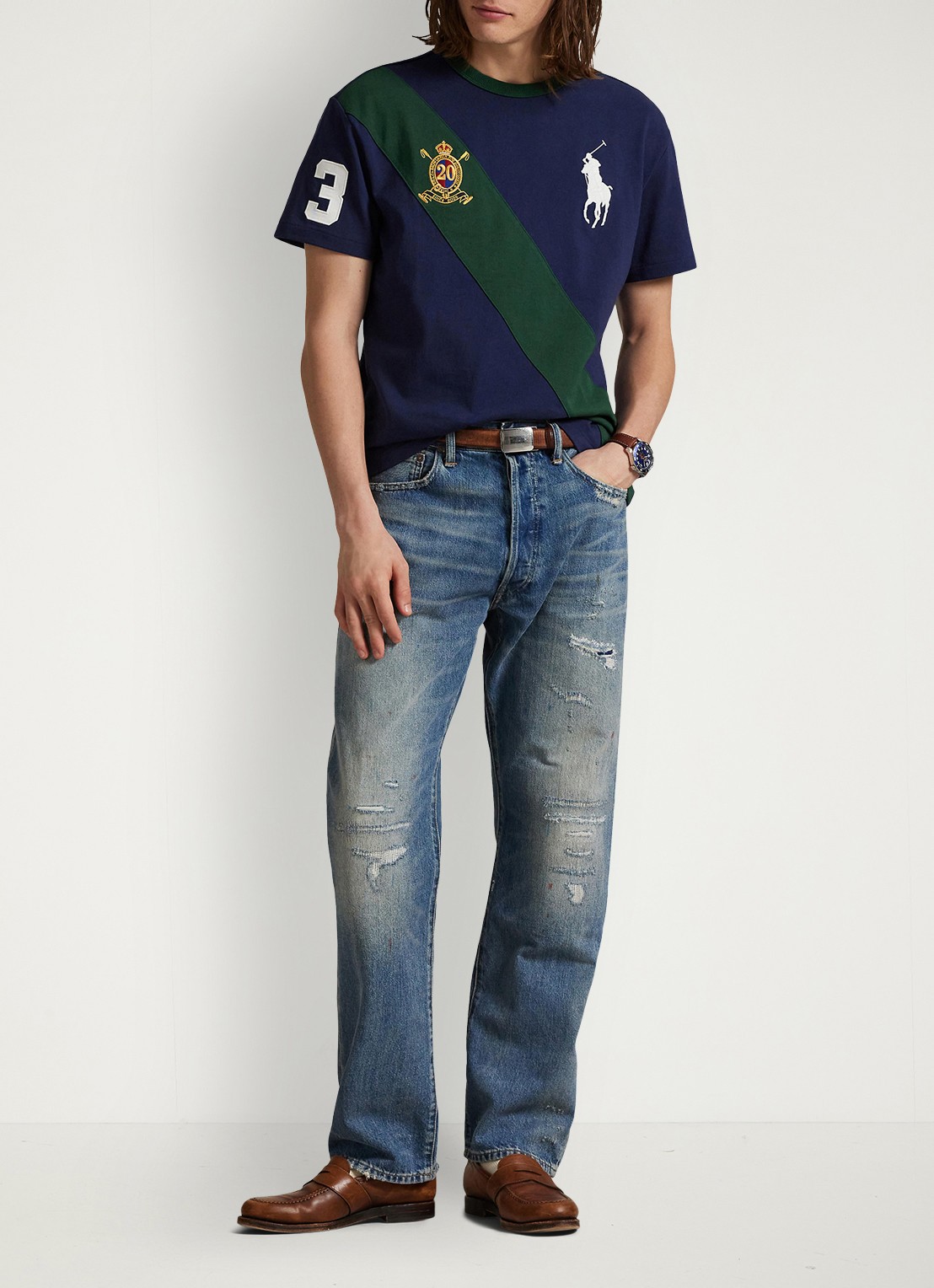Ralph Lauren T-shirt met logoborduring - voorkant 4 newport navy / donkerblauw