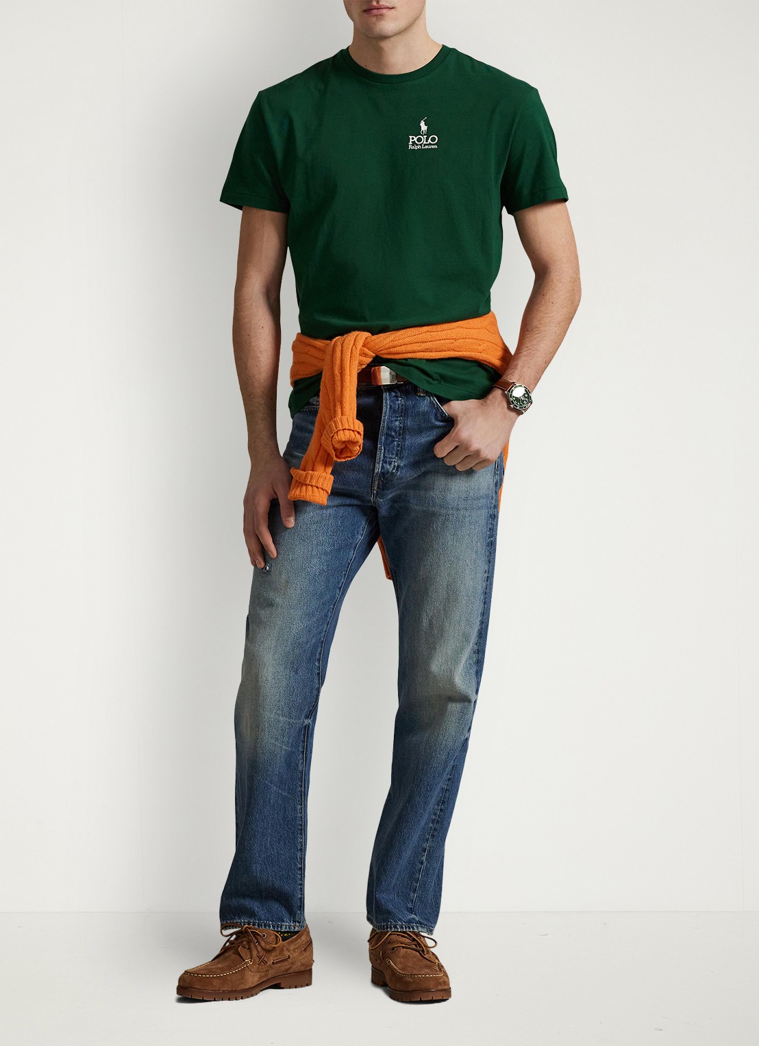 Ralph Lauren T-shirt met logoborduring - voorkant 2 new forest / donkergroen