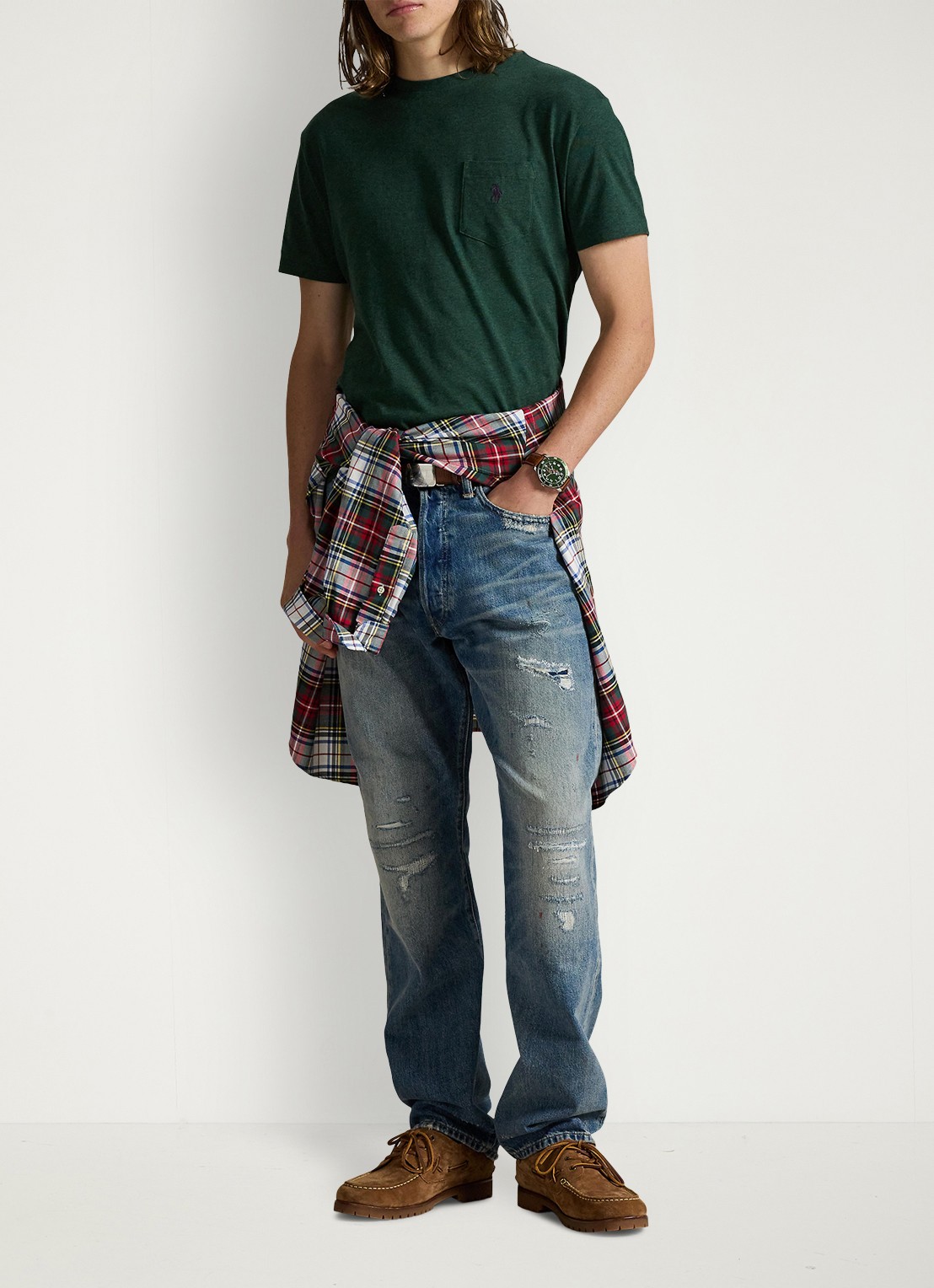 Ralph Lauren T-shirt met logoborduring - voorkant 3 scotch pine heather/c4939-48jk