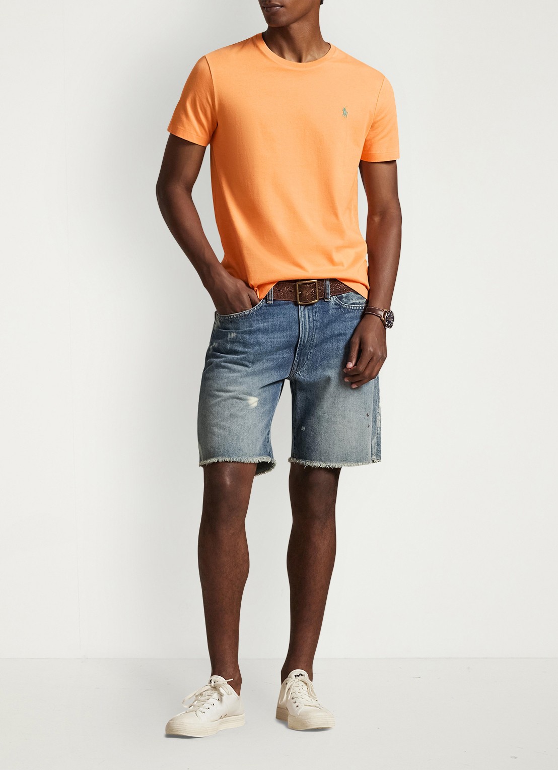 Ralph Lauren T-shirt met logoborduring - voorkant 2 pompano orange/c5566-47x1