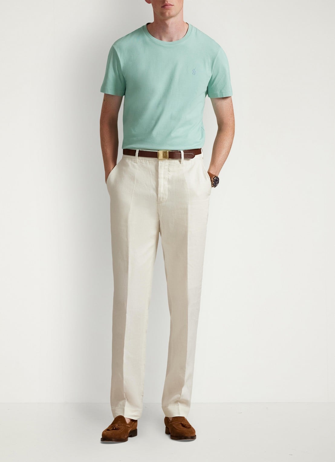 Ralph Lauren T-shirt met logoborduring - voorkant 3 celadon/c7109-zyv9