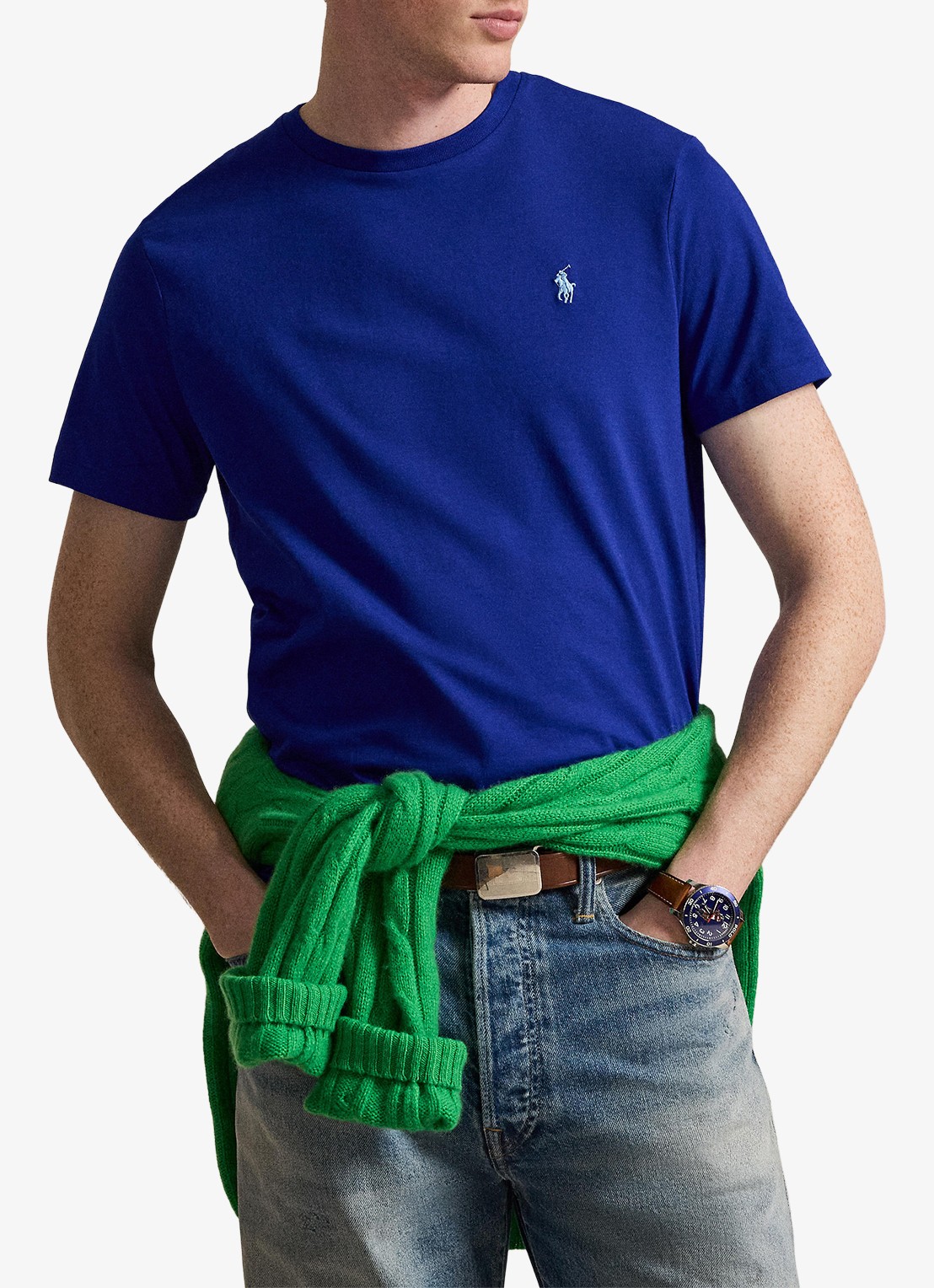 Ralph Lauren T-shirt met logoborduring - voorkant 2 classic azure / blauw