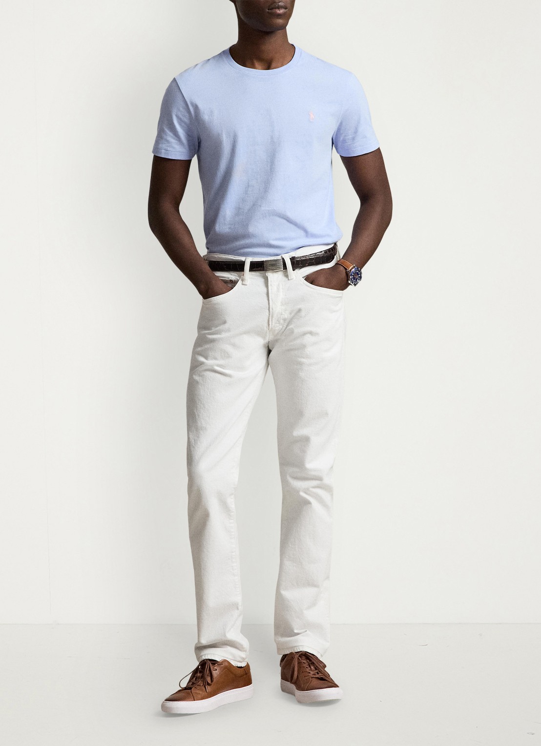Ralph Lauren T-shirt met logoborduring - detail pebble blue / blauw