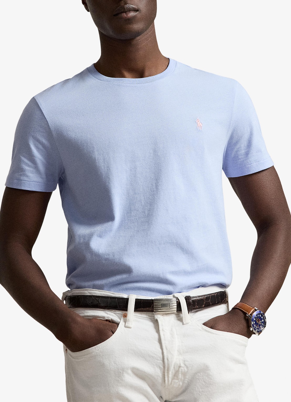 Ralph Lauren T-shirt met logoborduring - voorkant 4 pebble blue / blauw