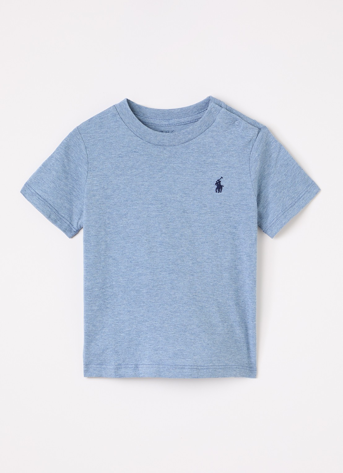 Ralph Lauren T-shirt met logoborduring - voorkant staalblauw