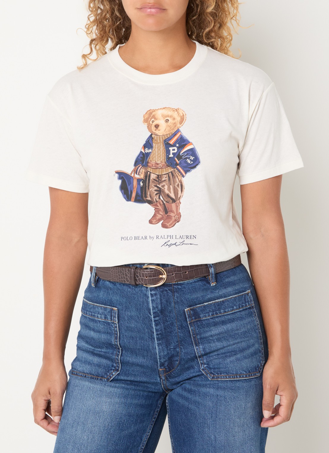 Ralph Lauren T-shirt met logoprint - detail gebroken wit