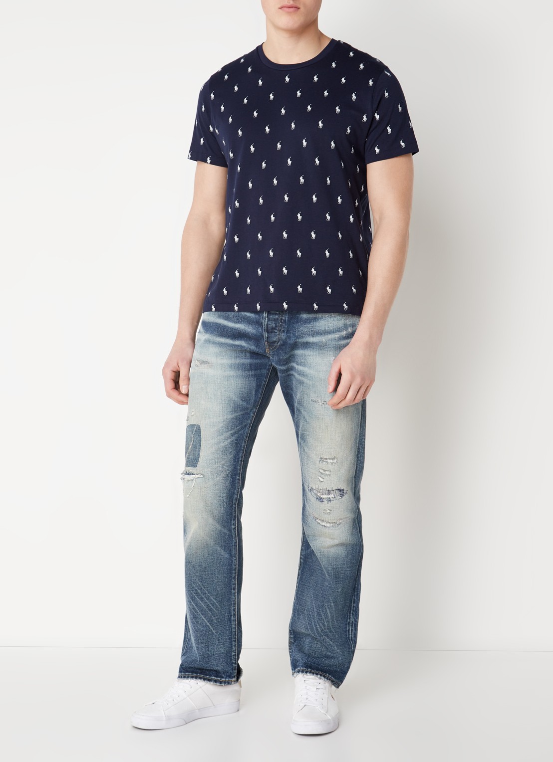 Ralph Lauren T-shirt met logoprint - voorkant 4 donkerblauw