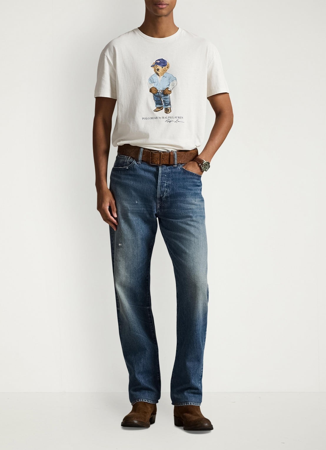 Ralph Lauren T-shirt met logoprint - voorkant 3 nevis / gebroken wit