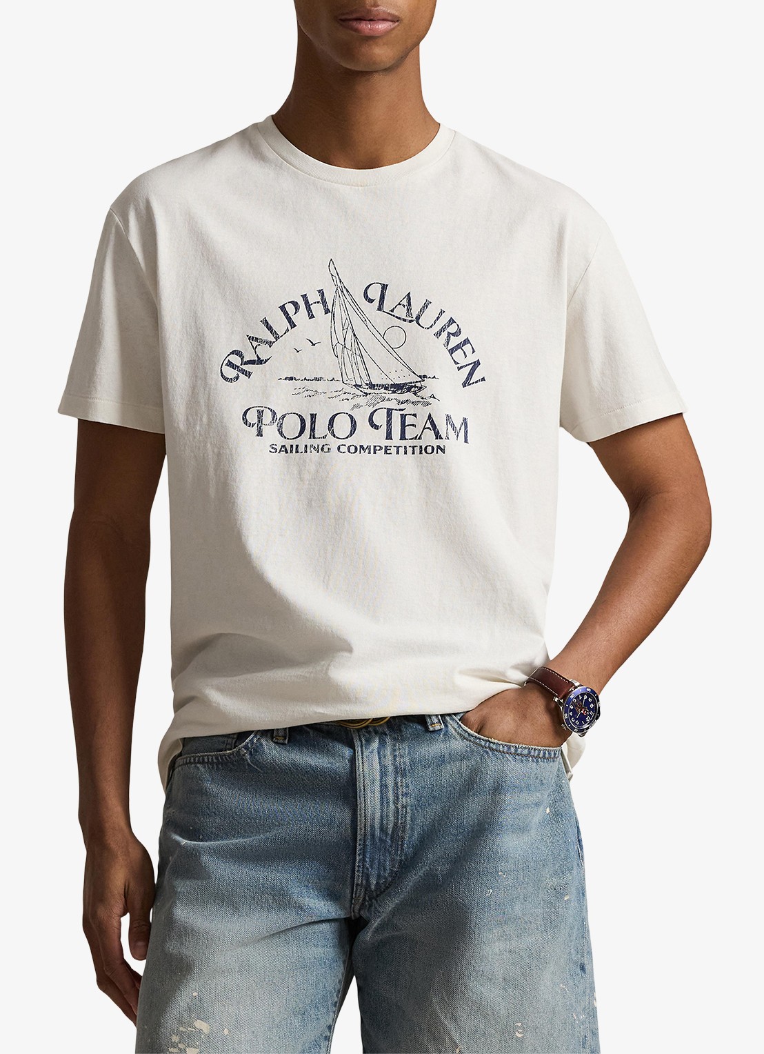 Ralph Lauren T-shirt met logoprint - detail 4 deckwash white / wit
